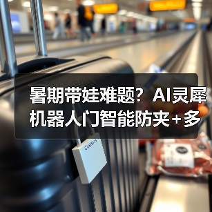 暑期带娃难题？AI灵犀机器人门智能防夹+多维安防，全天候守护家门（图3）
