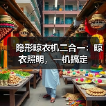 隐形晾衣机二合一:晾衣照明,一机搞定(图2) 隐形晾衣机二合一:晾衣照明,一机搞定(图2)